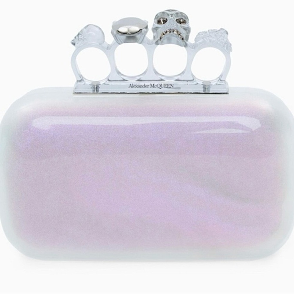 Alexander McQueen Iridescent White Knuckle Clutch with Swarovski Encrusted Rings - Picture 4 of 11